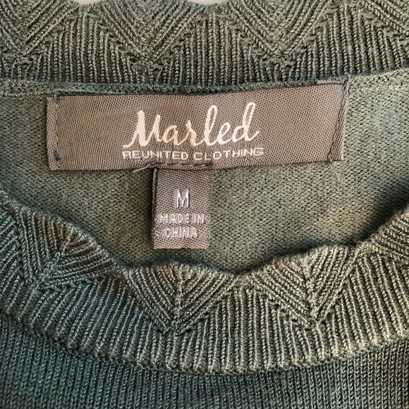 Marled Green Puff Sleeve Sweater Size M - Picture 6 of 7